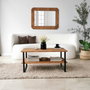 Hanah Home Neta - Oak Mesa de centro de madera maciza de pino